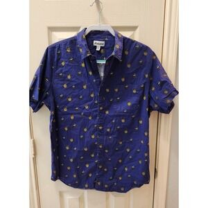 Graphic Short Sleeve Poplin Shirt In Blue Naval Coconut Drink men's large